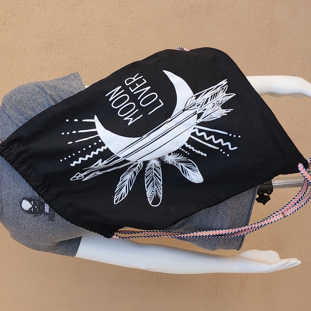 VINTAGE MOON LOVER Cotton Sling Bag Backpack Boho Hippie Festival Travel - Picture 4 of 15